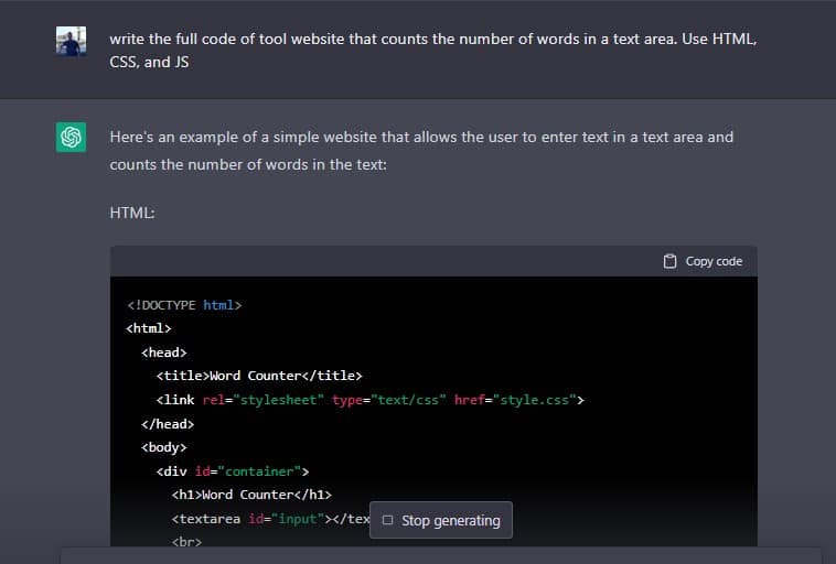 chat gpt word counter code