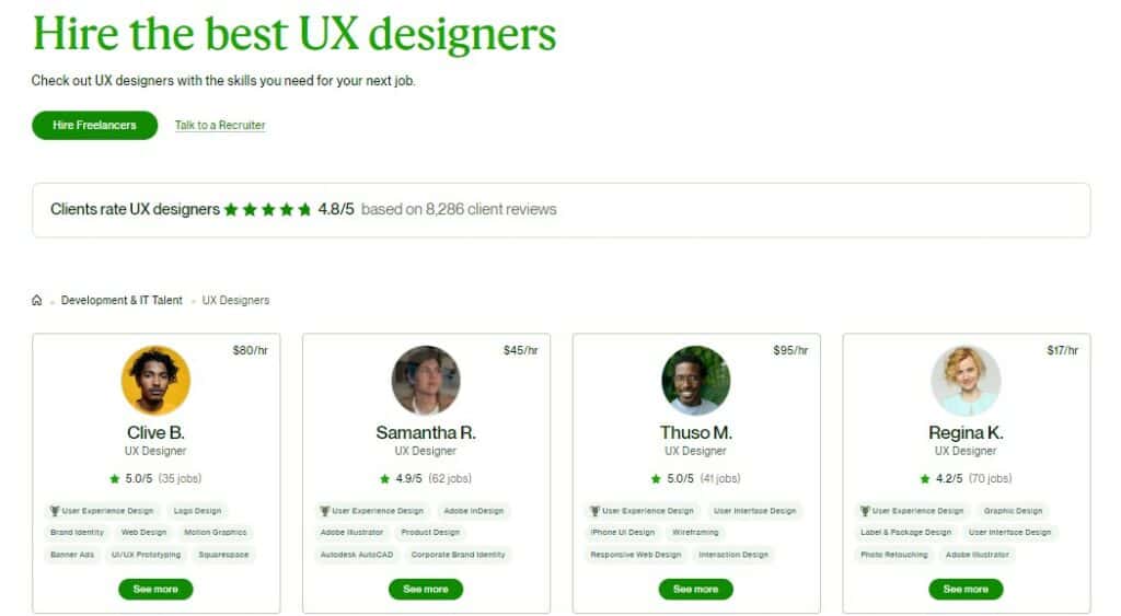 Upwork UI UX designers